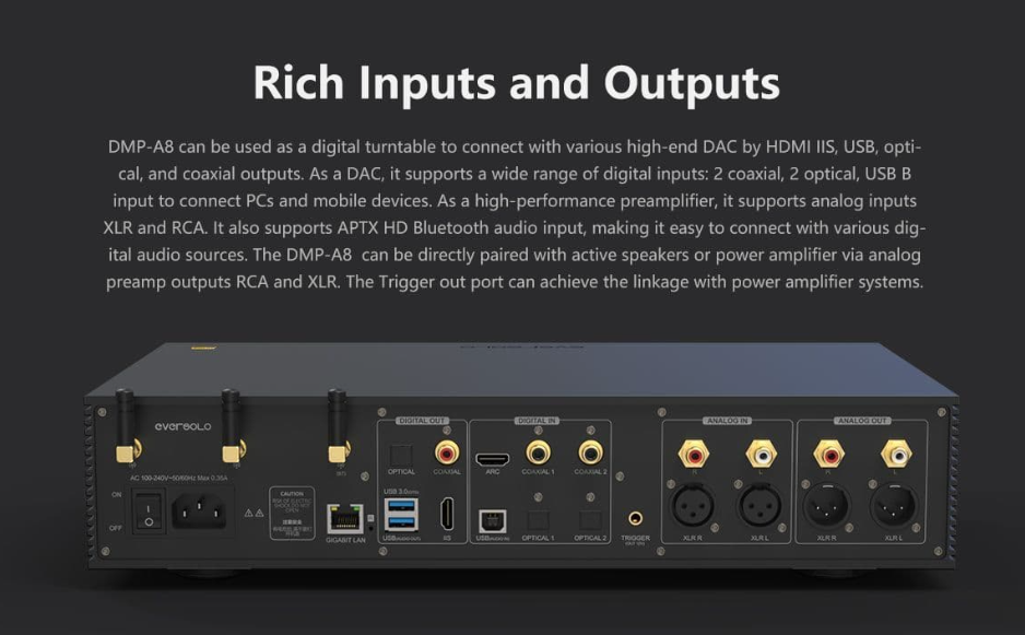 Eversolo DMP-A8 Wifi Network Streamer DAC / Preamp