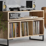 Lagom Solid-Oak-Vinyl-record-cabinet-with-floating-amp-shelf-1
